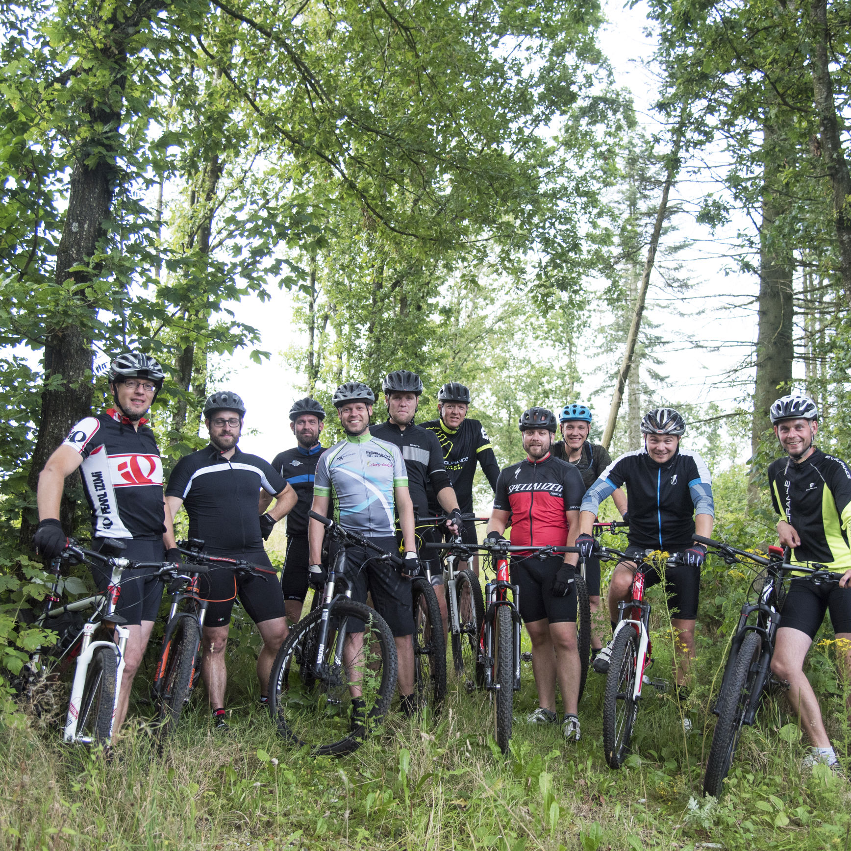 Mountainbike i skoven.